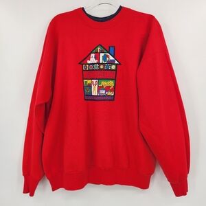 MC Sportswear No Place Like Grandma's House Sweatshirt Womens Size XL Red Navy
